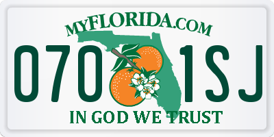 FL license plate 0701SJ