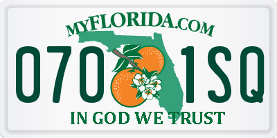 FL license plate 0701SQ