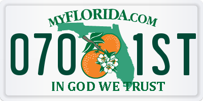 FL license plate 0701ST