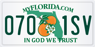 FL license plate 0701SV