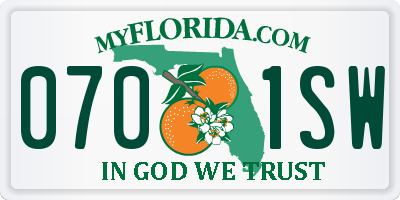 FL license plate 0701SW