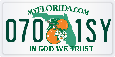 FL license plate 0701SY