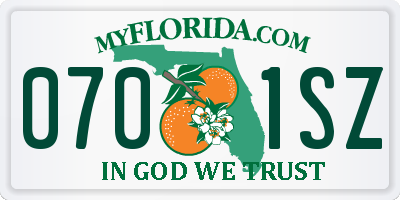 FL license plate 0701SZ