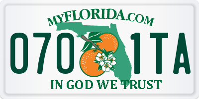 FL license plate 0701TA