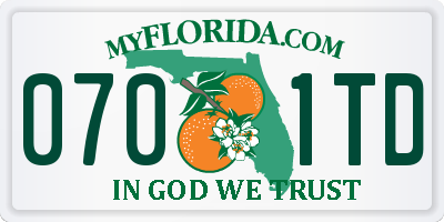 FL license plate 0701TD