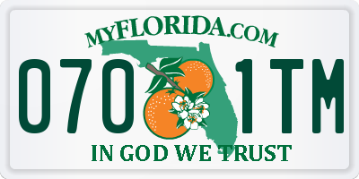 FL license plate 0701TM