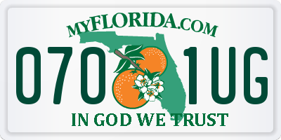 FL license plate 0701UG