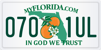 FL license plate 0701UL