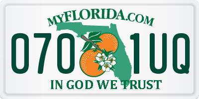 FL license plate 0701UQ