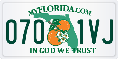 FL license plate 0701VJ