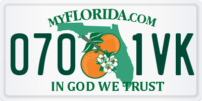 FL license plate 0701VK