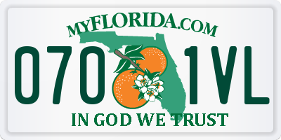 FL license plate 0701VL