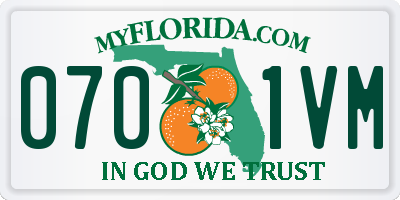 FL license plate 0701VM