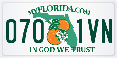 FL license plate 0701VN