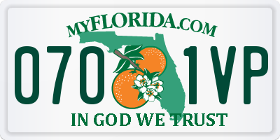 FL license plate 0701VP