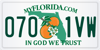 FL license plate 0701VW