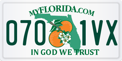 FL license plate 0701VX