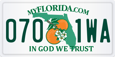 FL license plate 0701WA