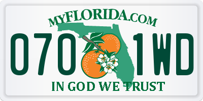 FL license plate 0701WD