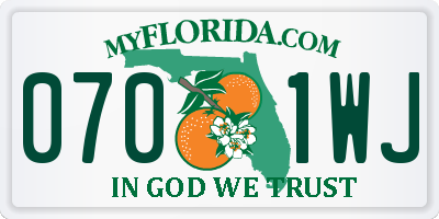 FL license plate 0701WJ