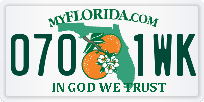 FL license plate 0701WK