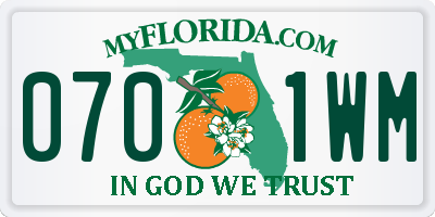 FL license plate 0701WM