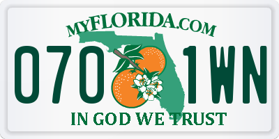 FL license plate 0701WN