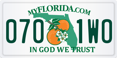 FL license plate 0701WO