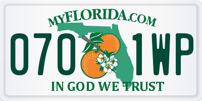 FL license plate 0701WP
