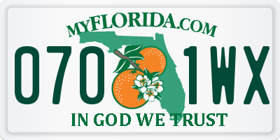 FL license plate 0701WX