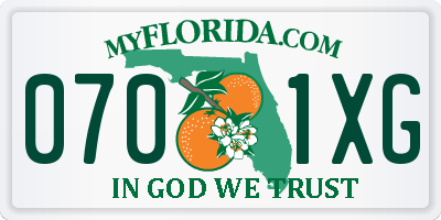 FL license plate 0701XG