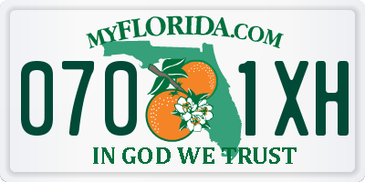 FL license plate 0701XH