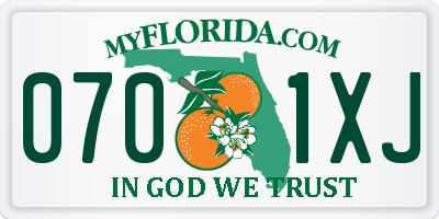 FL license plate 0701XJ