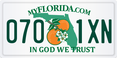 FL license plate 0701XN