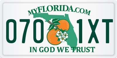 FL license plate 0701XT
