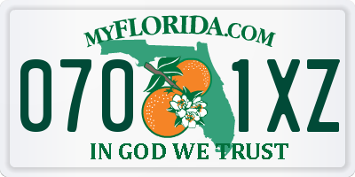 FL license plate 0701XZ