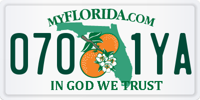 FL license plate 0701YA