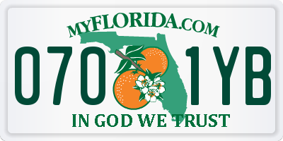 FL license plate 0701YB