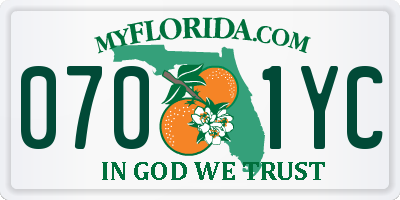 FL license plate 0701YC