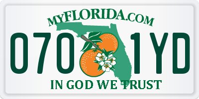 FL license plate 0701YD