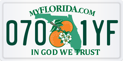 FL license plate 0701YF