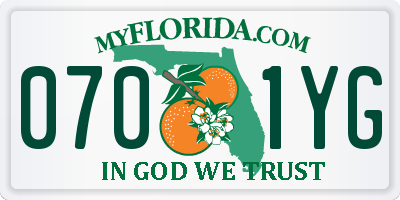 FL license plate 0701YG