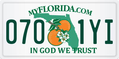 FL license plate 0701YI