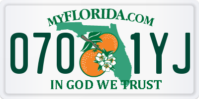 FL license plate 0701YJ