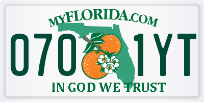 FL license plate 0701YT
