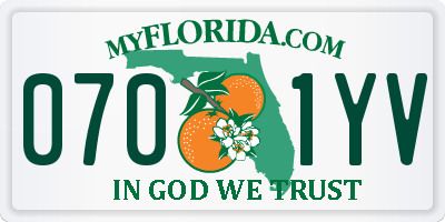 FL license plate 0701YV