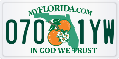 FL license plate 0701YW