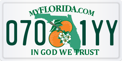 FL license plate 0701YY