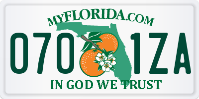 FL license plate 0701ZA