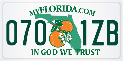 FL license plate 0701ZB